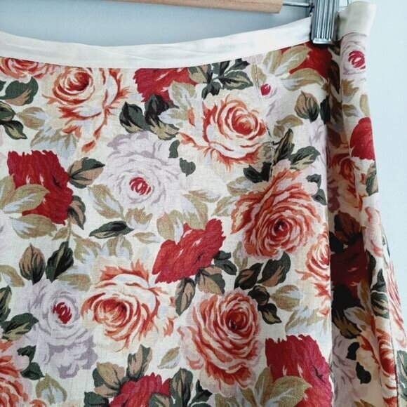 LIZ CLAIBORNE Linen Blend Floral A-Line Mini Skirt Colorful  Sz 10 - Picture 7 of 16